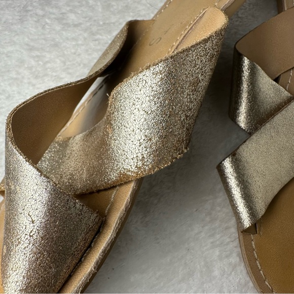 Coconuts by Matisse Pebble Metallic Sandals Leather Flats Sandals - Picture 15 of 15